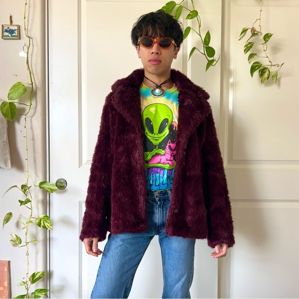 Vintage Y2K Purple Faux Fur Jacket - Picture 2 of 3